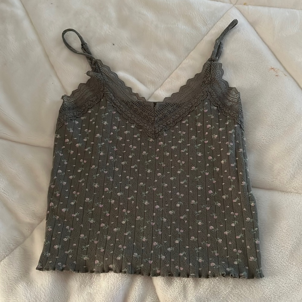 Green Floral Crop Top